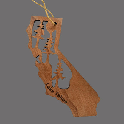 Lake Tahoe Ornament California Shape with Trees - 15749