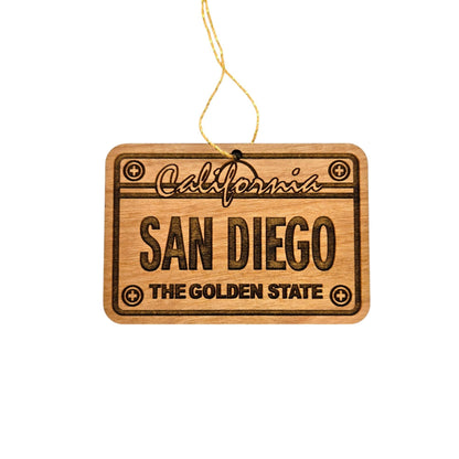 San Diego California License Plate Christmas Ornament Handmade in USA Wood Souvenir CA - 15752