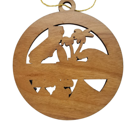 California Wood Ornament - CA Souvenir Handmade in USA State Shape About California - 15622