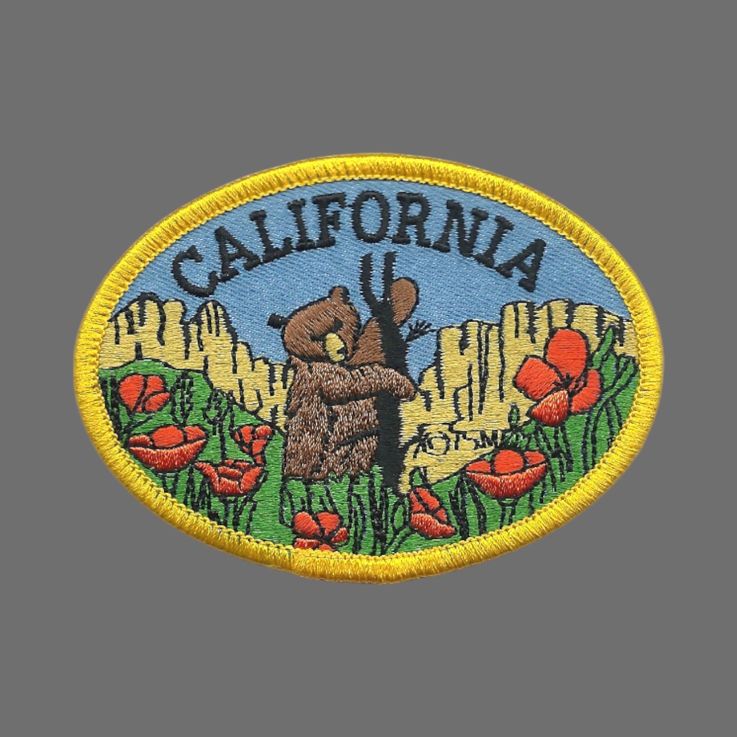 California Bear and Poppies Souvenir Patch - CA-59
