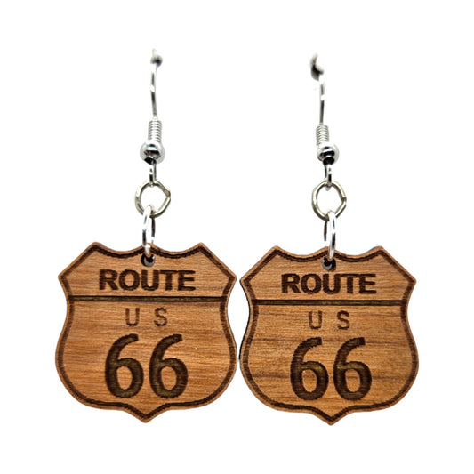 Route 66 Dangle Wood Earrings  - D79