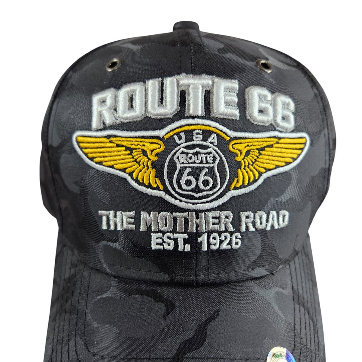 ROUTE 66 Mother Road Black Camo Cap or Hat - SOLID H1021