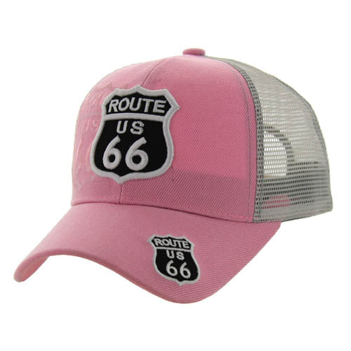 ROUTE 66 Shadow Trucker Mesh Pink and Gray Cap or Hat - H1049