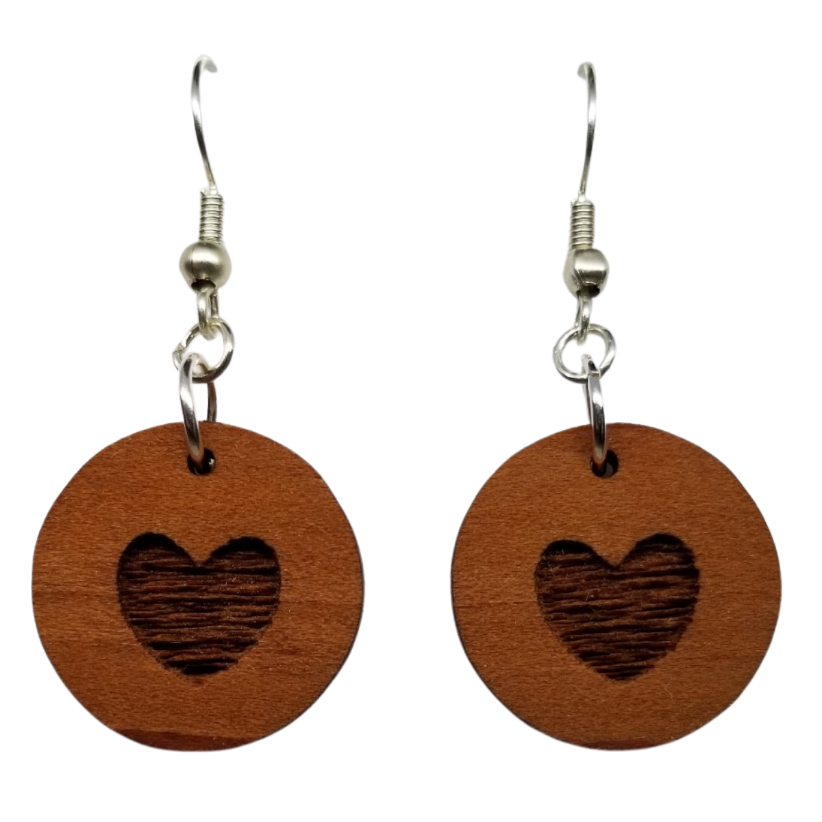 Redwood Earrings - Heart Wood Earrings - California Redwood Dangle Earrings - CA Souvenir Keepsake - D4