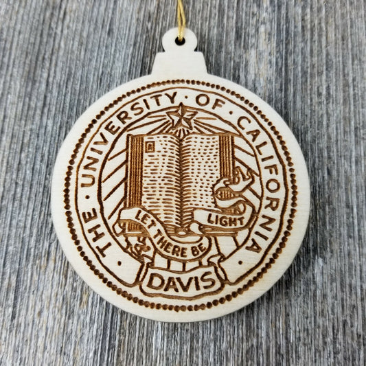 UC Davis Aggie California College Christmas Ornament Wood Engraved - 15814
