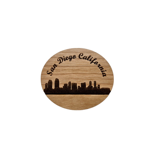 San Diego CA Skyline Wood Magnet Souvenir - M15002