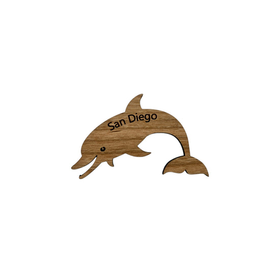 San Diego CA Cutout Dolphin Wood Magnet Souvenir - M15744