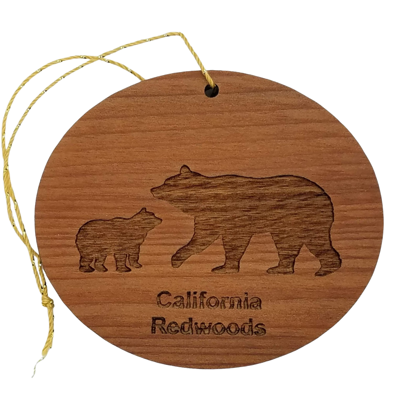 Bear and Cub Christmas Ornament California Redwoods Wood Souvenir - 1064