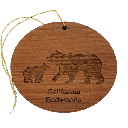 Bear and Cub Christmas Ornament California Redwoods Wood Souvenir - 1064