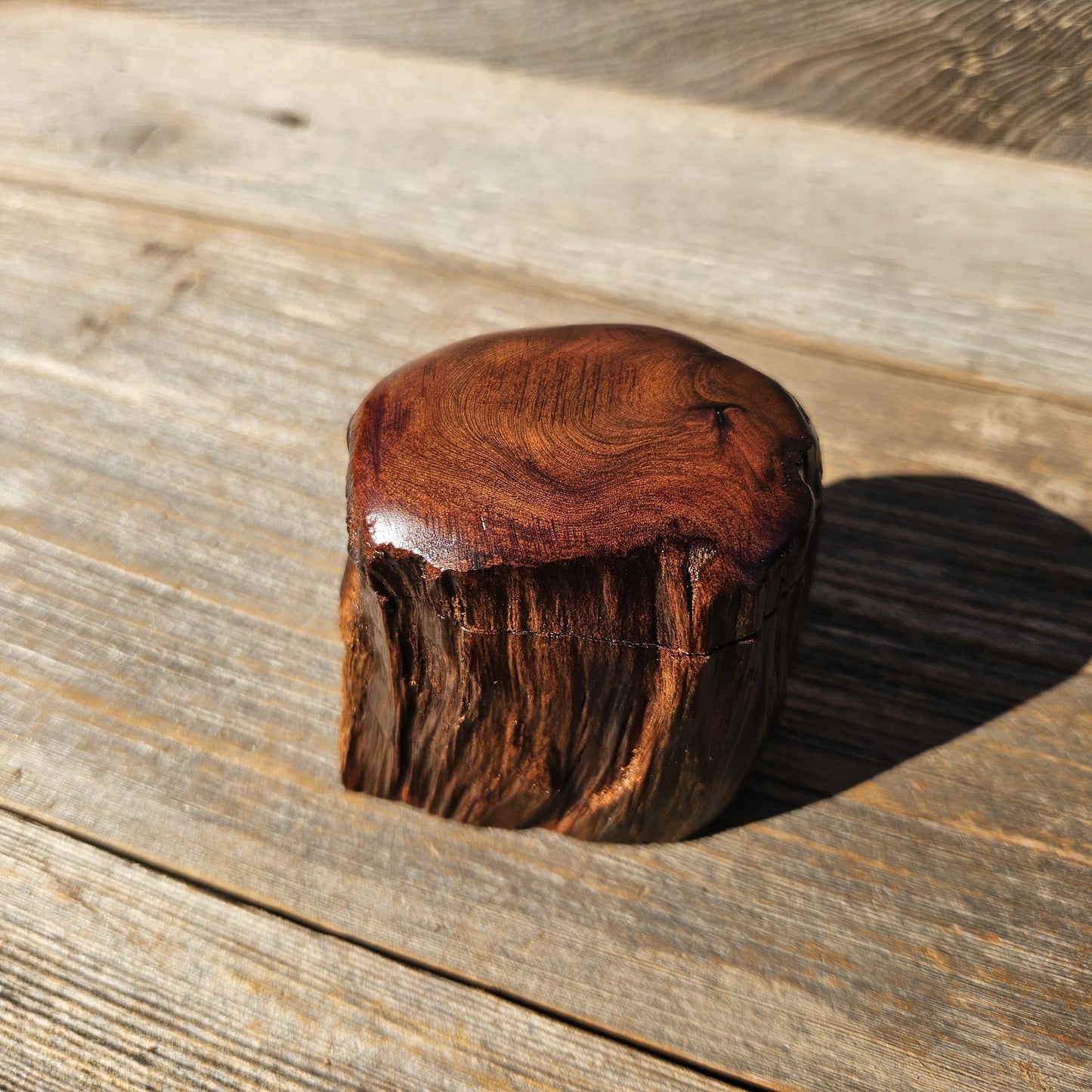 Wood Ring Box Redwood Rustic Handmade California #662 Storage Live Edge Gift