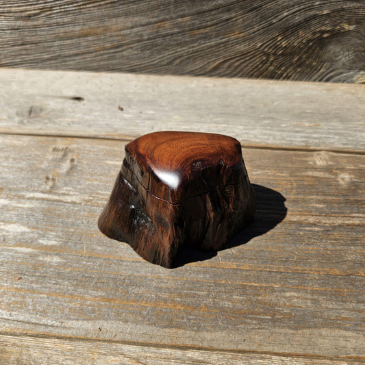 Wood Ring Box Redwood Rustic Handmade California #681 Storage Live Edge Gift