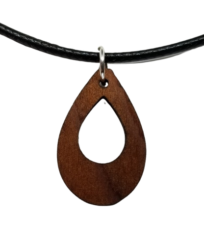 Teardrop Cutout Wood Necklace - CA Souvenir  Anniversary Gift - N3