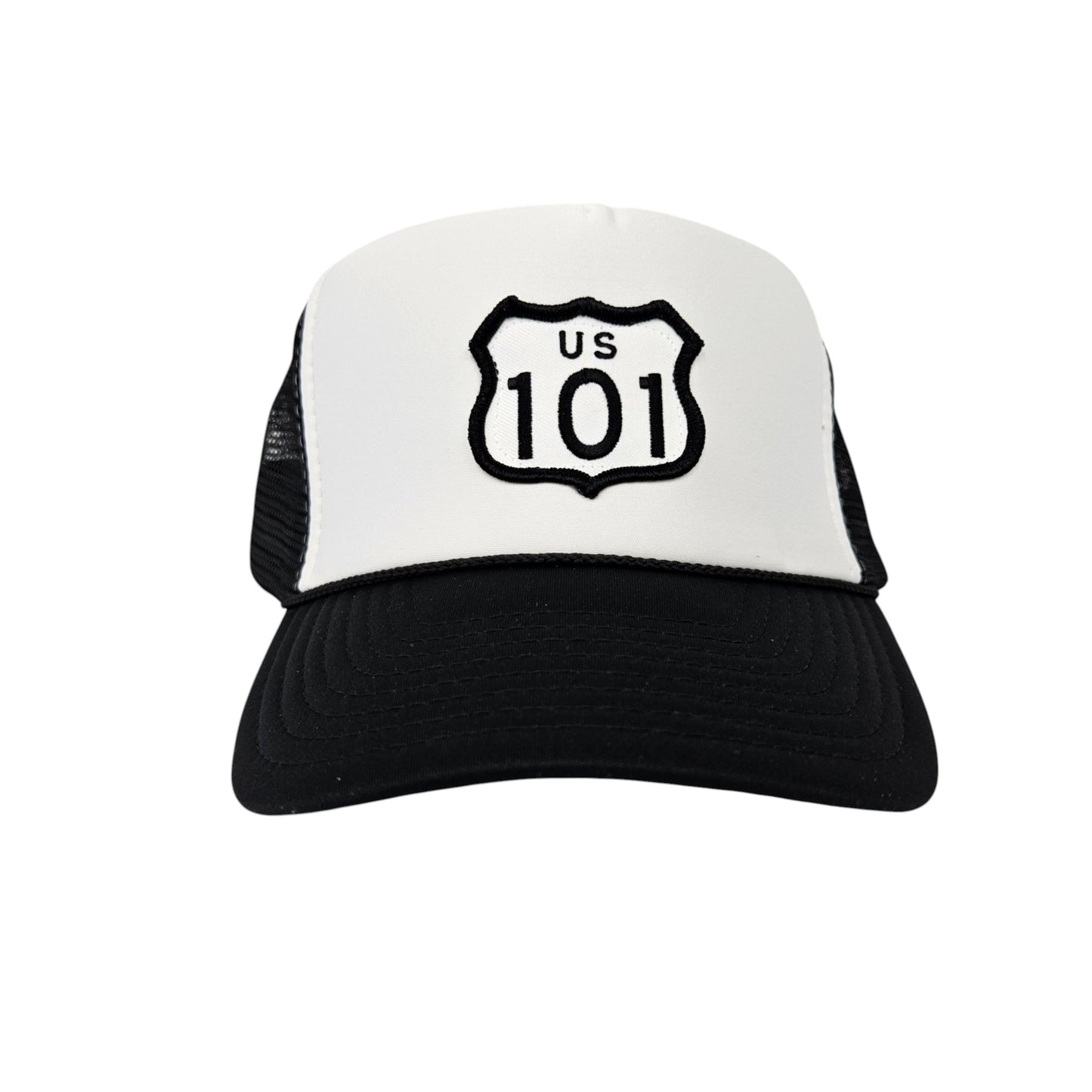 US 101 Patch on Black and White Trucker Mesh Hat or Cap Hwy - H1077