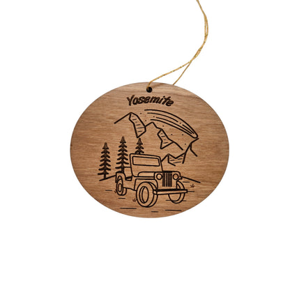 Yosemite National Park Ornament - 4 Wheeling SUV Mountains Trees - Handmade Wood Colorado Souvenir Christmas Ornament Travel Gift - 15783