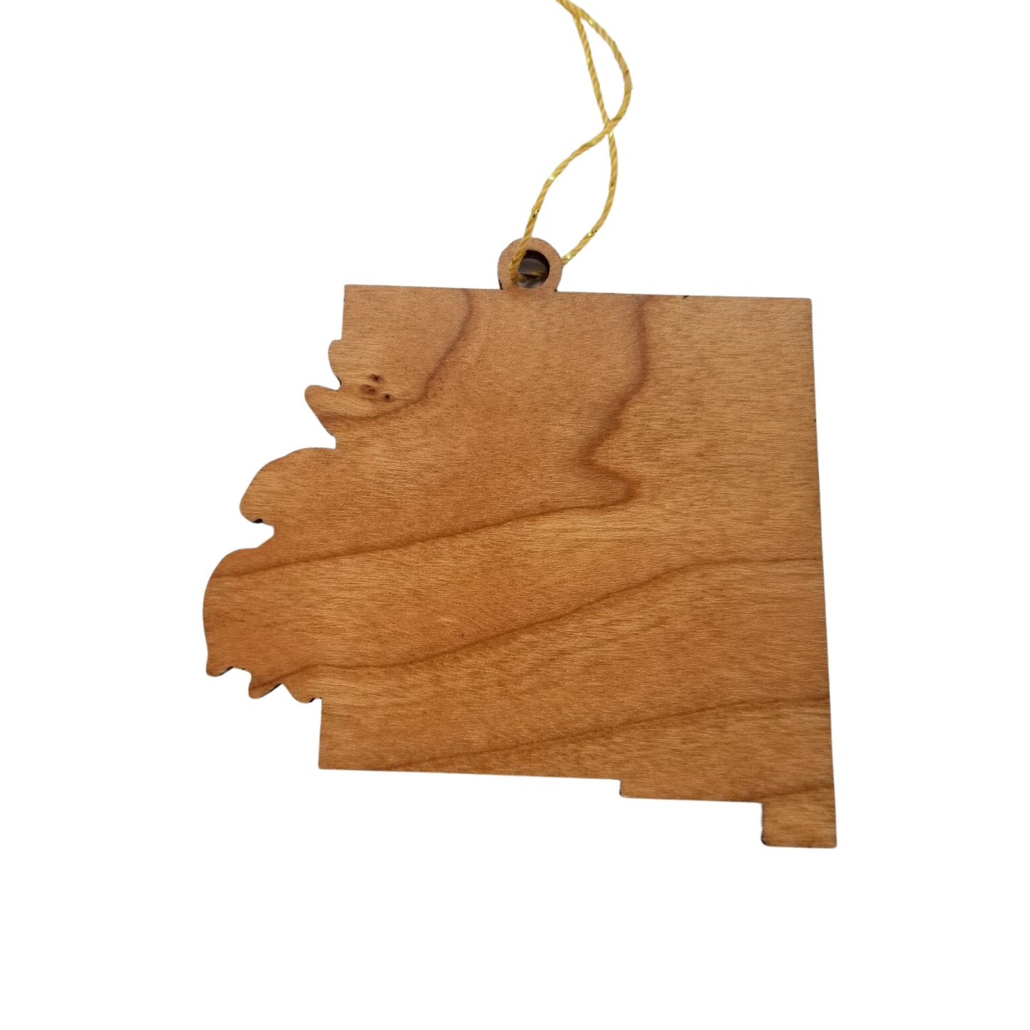 New Mexico Wood Ornament -  NM State Shape with State Flowers Yucca Flower - Handmade in USA - 15540