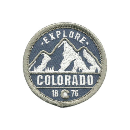 Colorado Patch – Explore Colorado - CO Patch – Colorado Souvenir – Travel Patch – Iron On Mountains Sun Applique 2.25" Circle