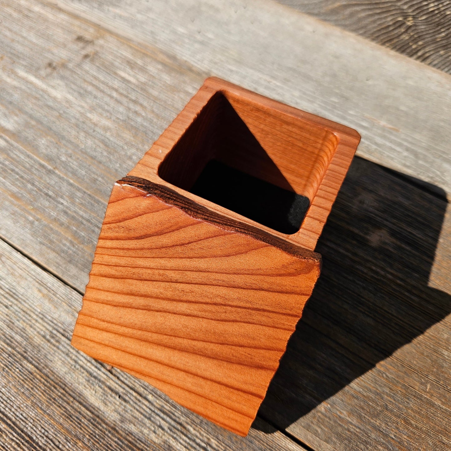 Wood Ring Box Redwood Rustic Handmade California Redwood -3155 ASST