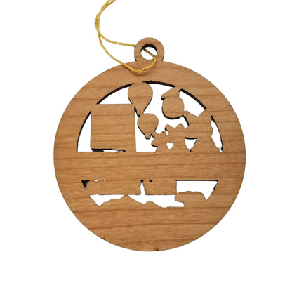 New Mexico Wood Ornament -  NM Souvenir - Handmade in USA State Shape Hot Air Balloons Sky Tram Satellites Roadrunner - 15595
