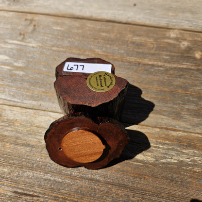 Wood Ring Box Redwood Rustic Handmade California #677 Storage Live Edge Gift