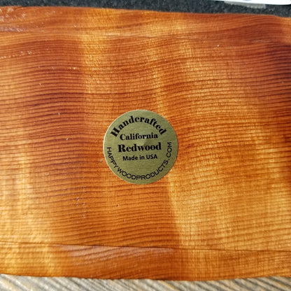 Handmade Wood Box with Redwood Tree Engraved Rustic Curly Wood #616
