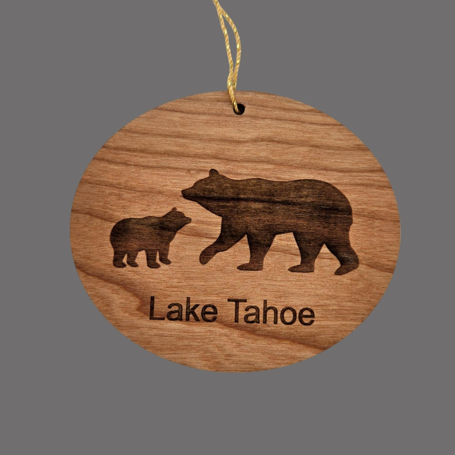 Lake Tahoe Ornament California Bear and Cub Wood Souvenir - 15747