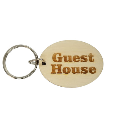 Guest House Wood Keychain Key Ring Keychain Gift - Key Tag  Key Fob - Guest House Text  KC8136