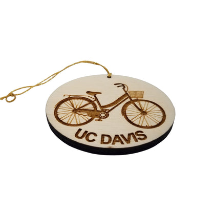 Cades Cove Tennessee Wood Ornament - Womens Bicycle with Basket and Bike Rack - TN Souvenir - 15233