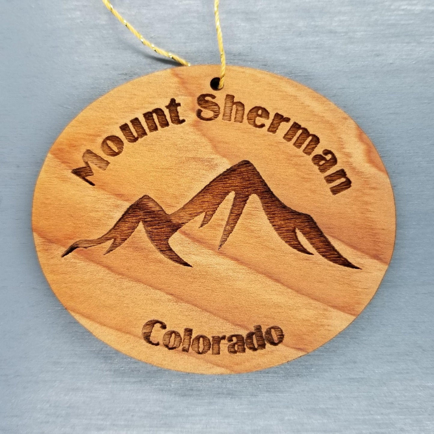 Mount Sherman Ornament Handmade Wood Colorado Souvenir - 15103