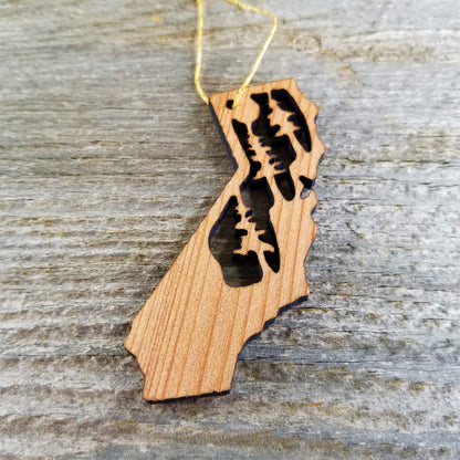 California State Wood Christmas Ornament Redwood Laser Cut Made in USA Souvenir - 1070 blank
