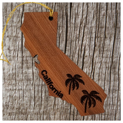 California Palm Trees State Shape Wood Ornament - 15033