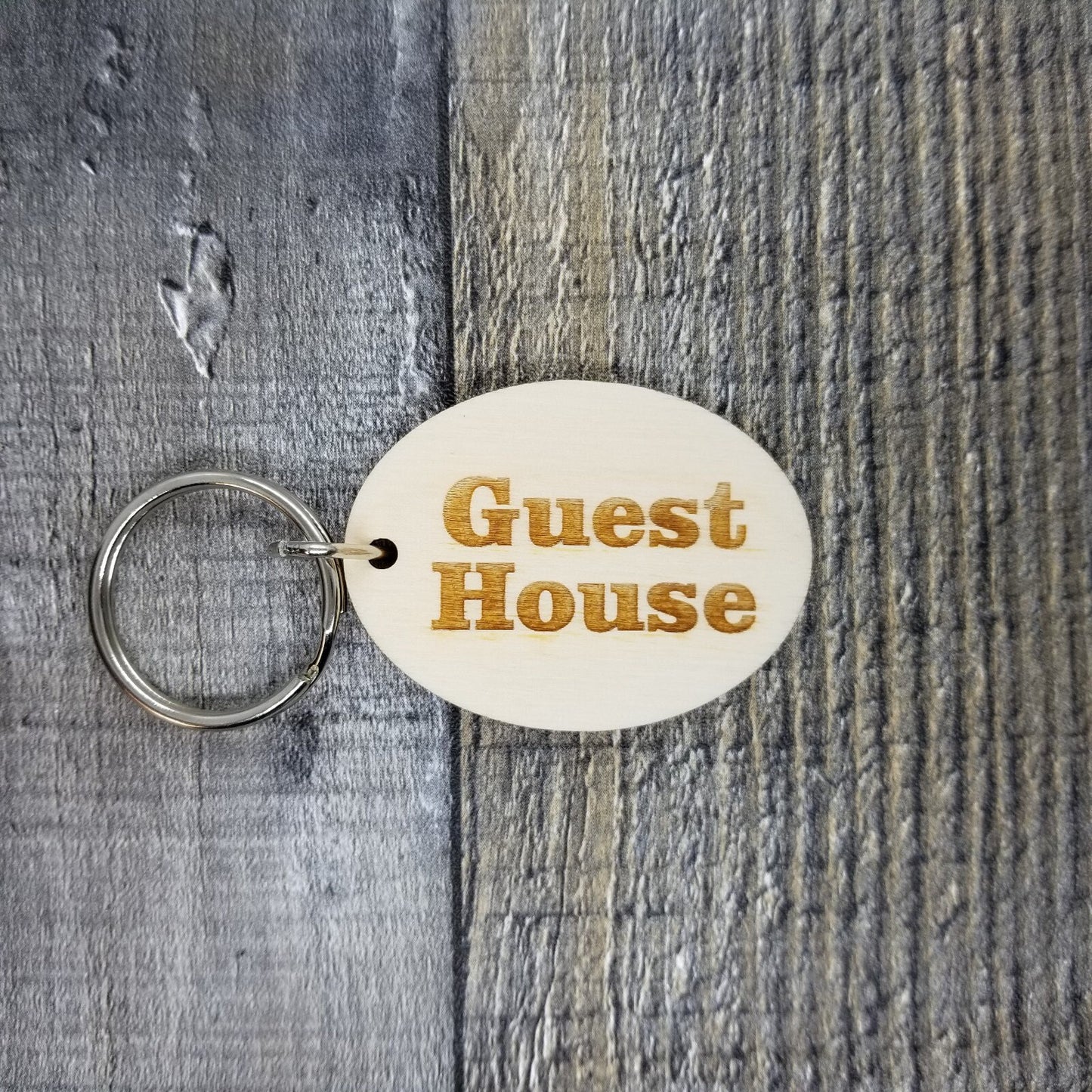 Guest House Wood Keychain Key Ring Keychain Gift - Key Tag  Key Fob - Guest House Text  KC8136
