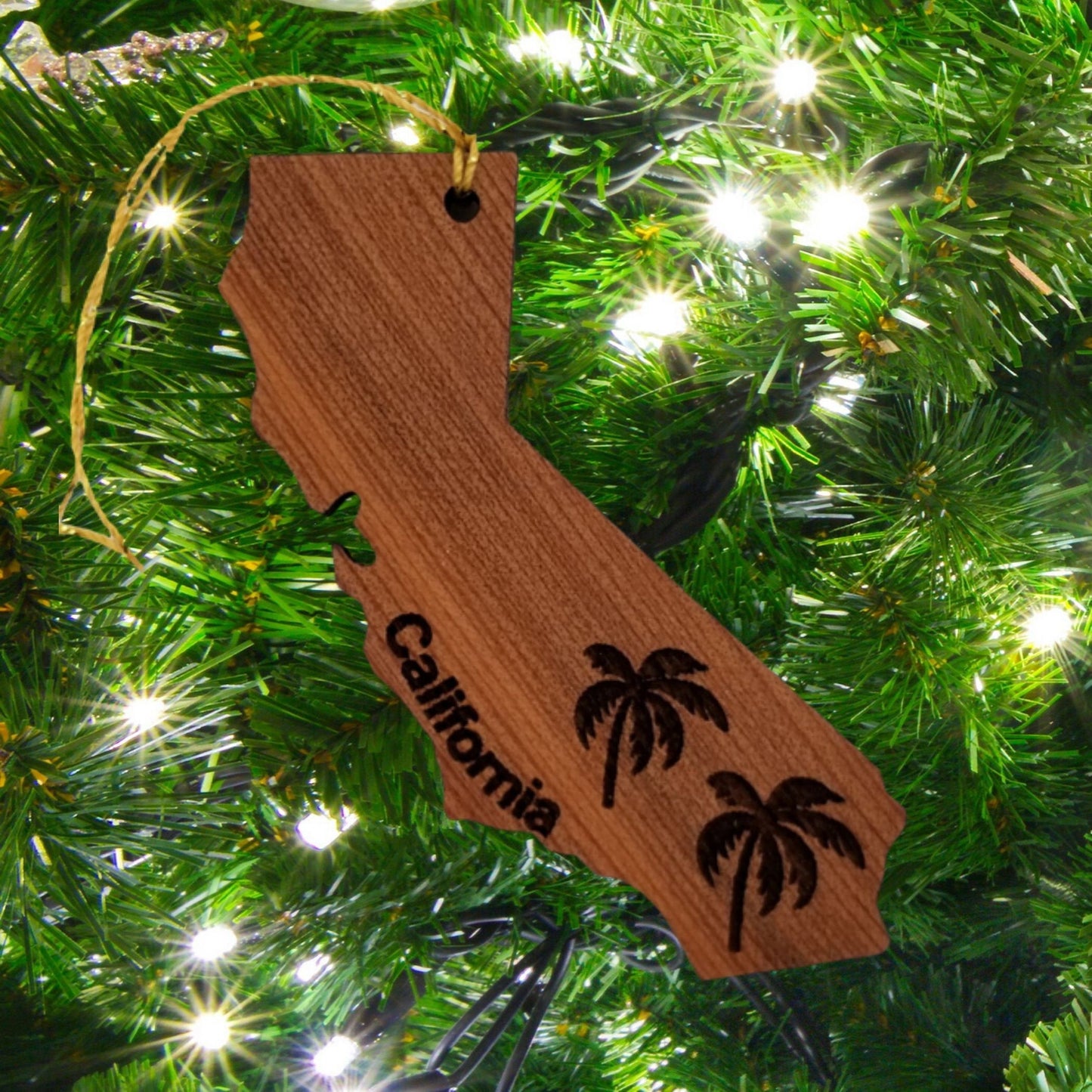 California Palm Trees State Shape Wood Ornament - 15033