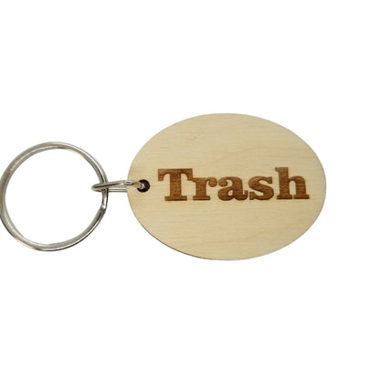 Trash Wood Keychain Key Ring Keychain Gift - Trash Text Key Marker KC8157