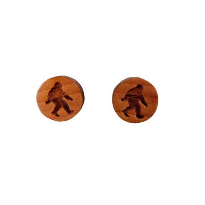 Bigfoot Earrings - Wood Earrings - Stud Earrings - CA Souvenir Keepsake - Post Earrings - Sasquatch
