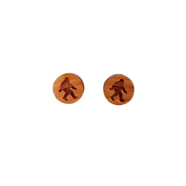 Bigfoot Earrings - Wood Earrings - Stud Earrings - CA Souvenir Keepsake - Post Earrings - Sasquatch