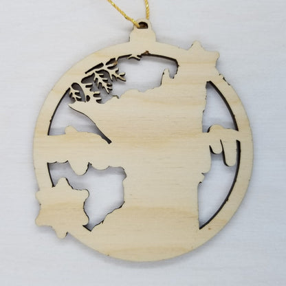 Minnesota Wood Ornament -  MN State Shape with Snowflakes Cutout - Handmade in USA - 15398