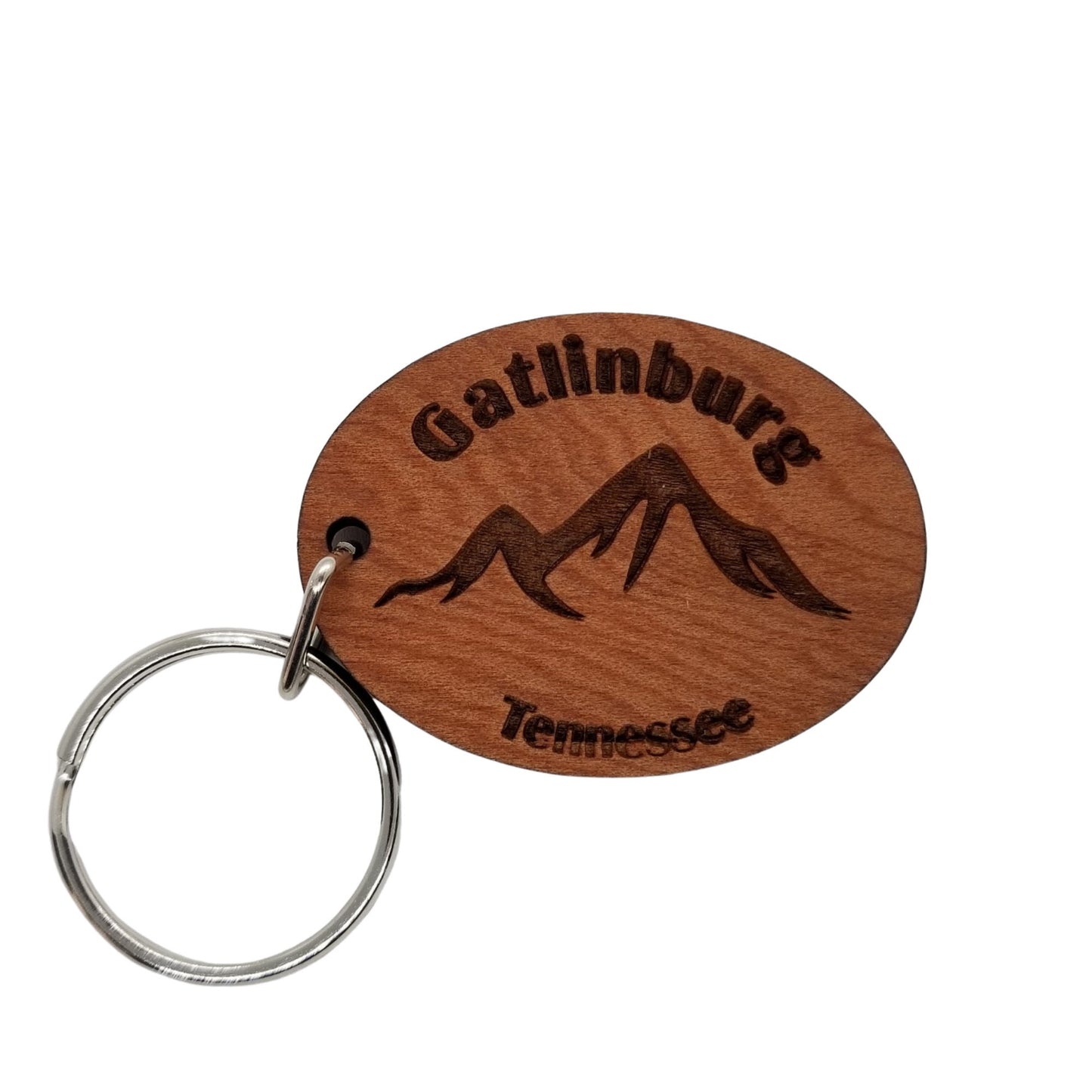 Gatlinburg Keychain Tennessee Handmade Wood Keyring Souvenir TN Smoky Mountains Smokies Tag Key Ring - KC8026