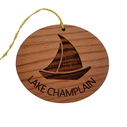 Lake Champlain Ornament - Handmade Wood Ornament - Souvenir Sailing Sailboat - 15235
