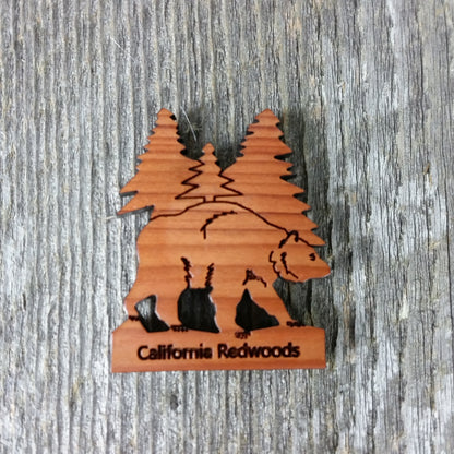 California Redwoods Bear Tree Wood Refrigerator Magnet Souvenir Made in USA - 4002
