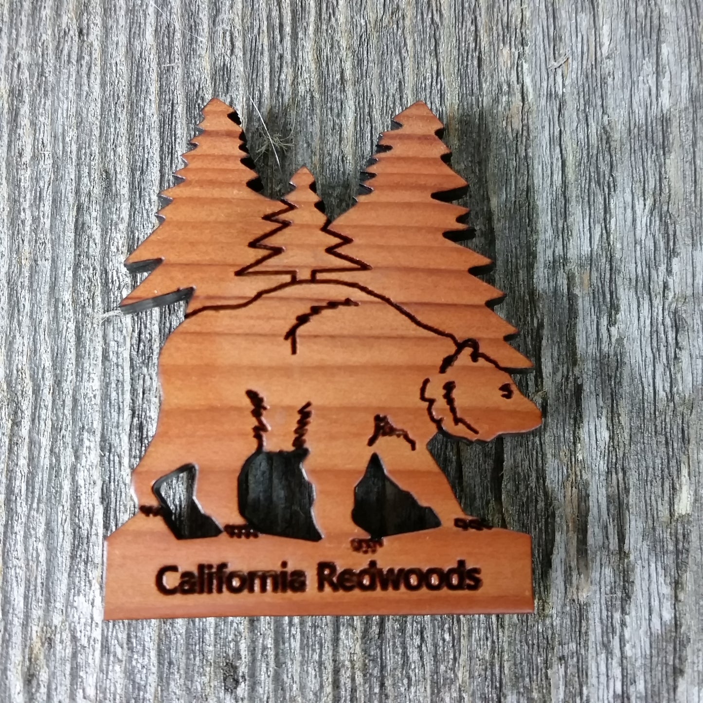 California Redwoods Bear Tree Wood Refrigerator Magnet Souvenir Made in USA - 4002