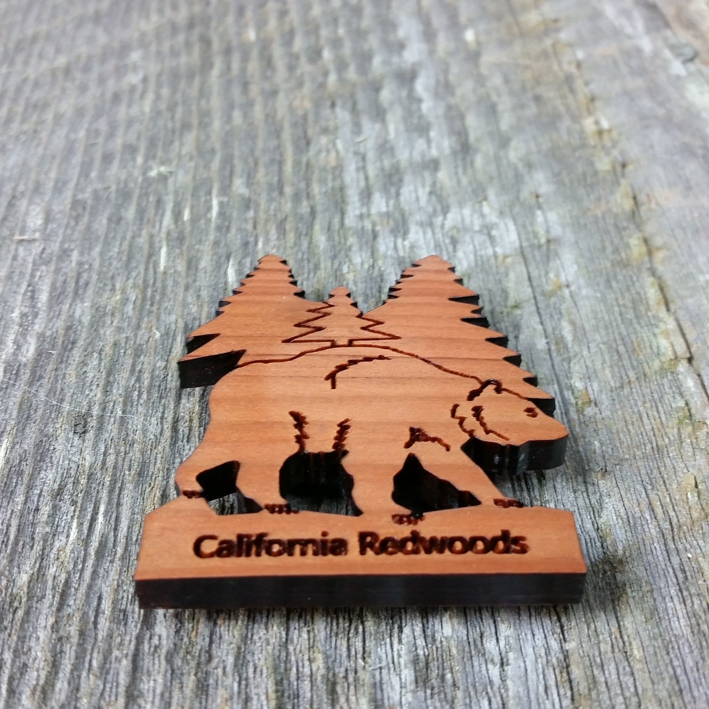 California Redwoods Bear Tree Wood Refrigerator Magnet Souvenir Made in USA - 4002