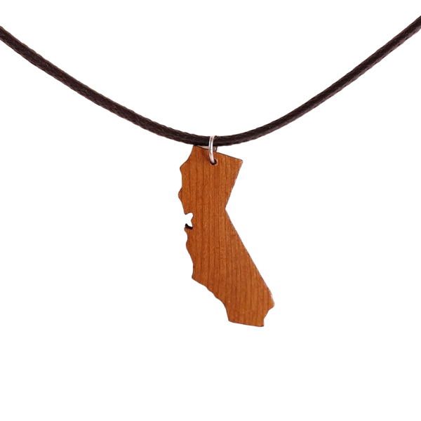 California State Necklace - Wood Handmade in USA - N-1