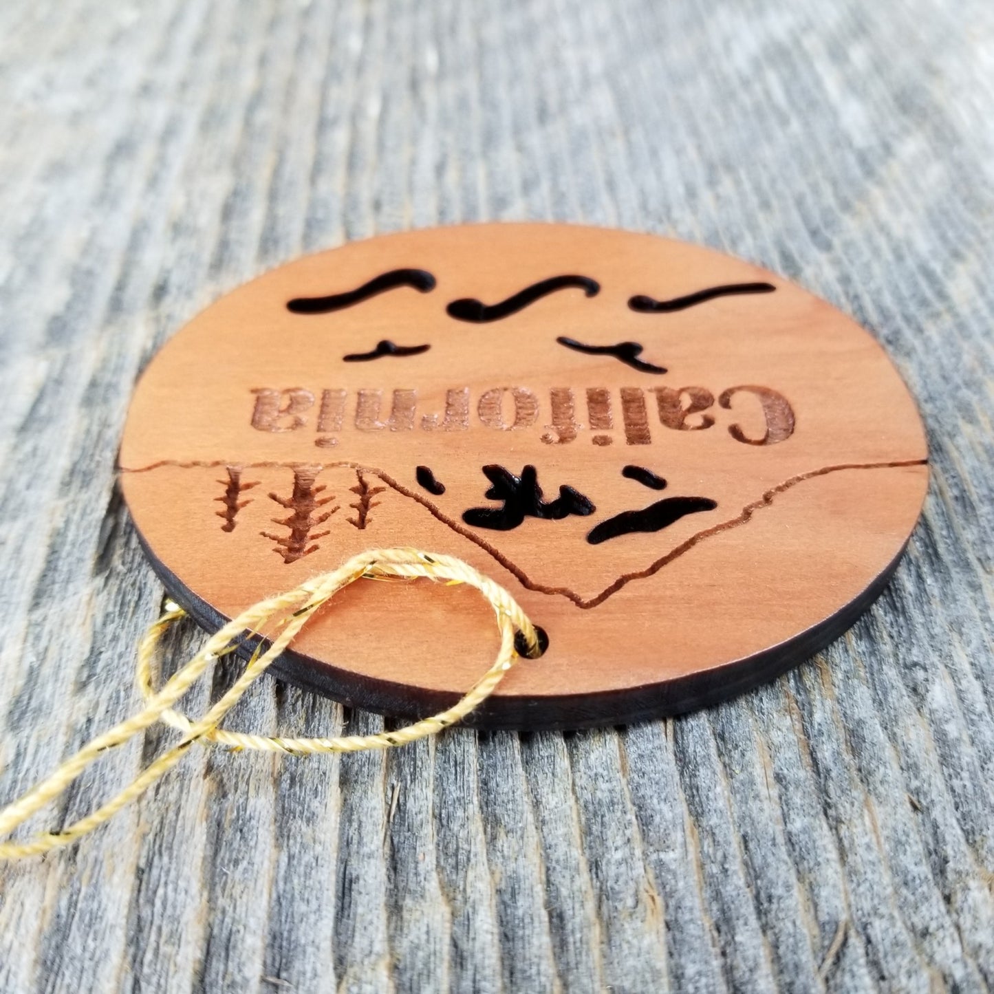 California Christmas Ornament Oval Wood Souvenir - 15001