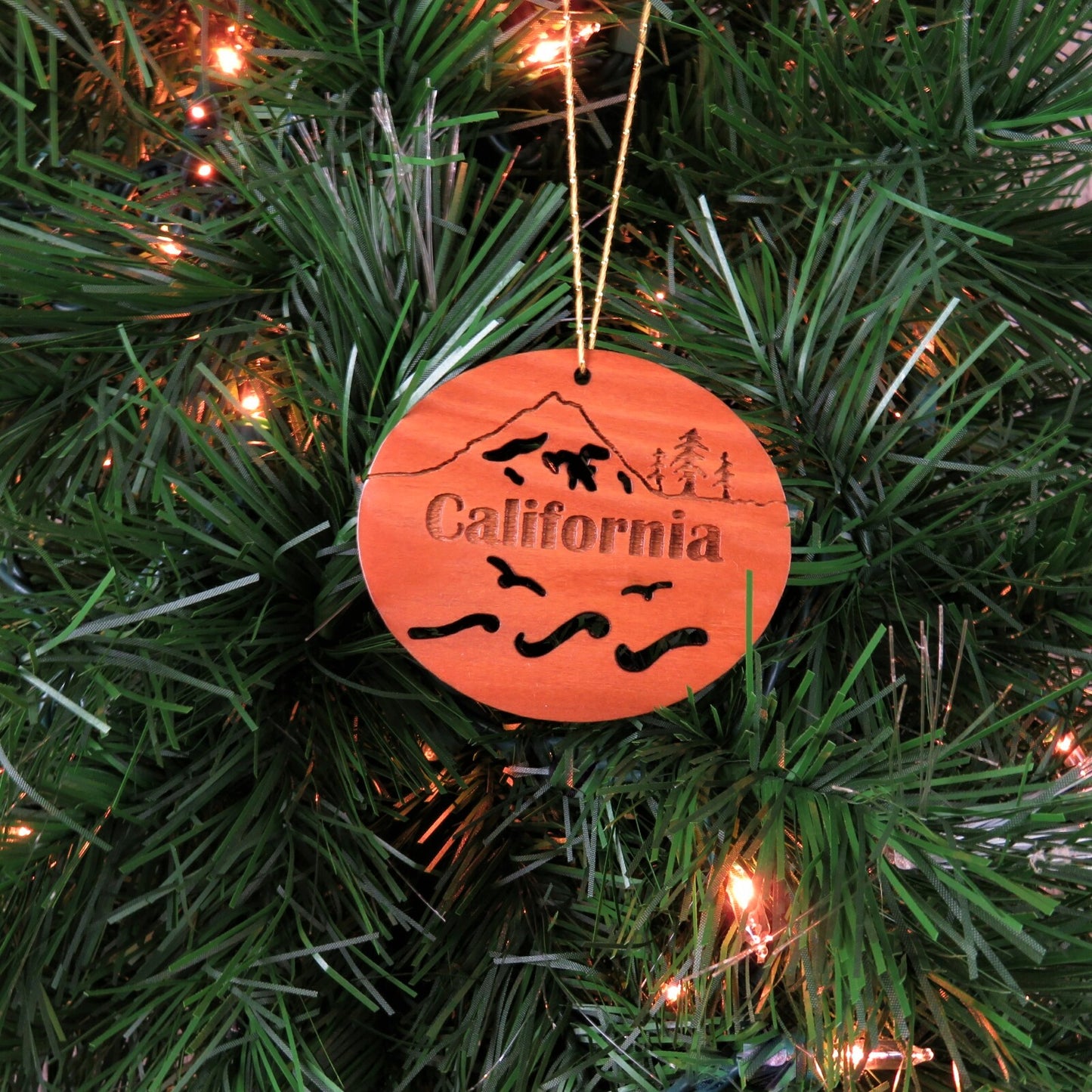 California Christmas Ornament Oval Wood Souvenir - 15001