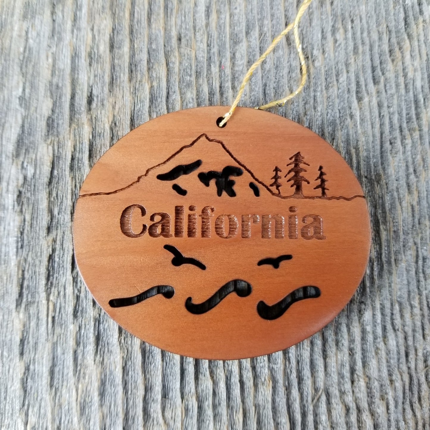 California Christmas Ornament Oval Wood Souvenir - 15001