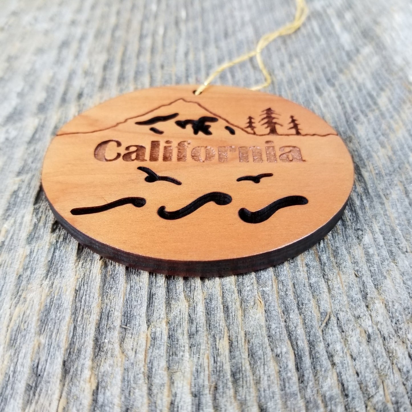 California Christmas Ornament Oval Wood Souvenir - 15001
