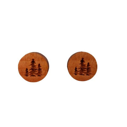 Tree Earrings - Wood Earrings - Stud Earrings - CA Souvenir Keepsake - Post Earrings - Trees Forest