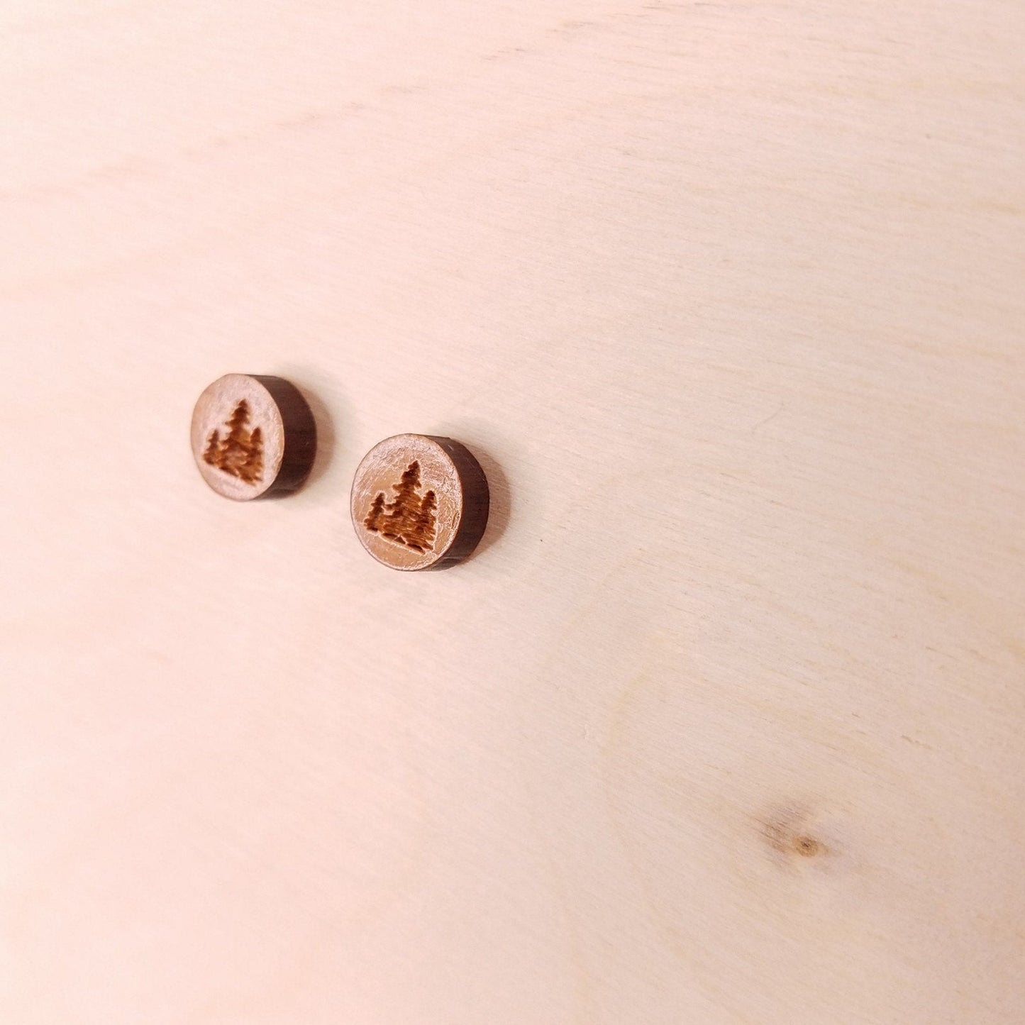 Tree Earrings - Wood Earrings - Stud Earrings - CA Souvenir Keepsake - Post Earrings - Trees Forest