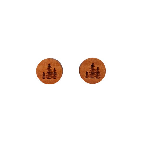 Tree Earrings - Wood Earrings - Stud Earrings - CA Souvenir Keepsake - Post Earrings - Trees Forest