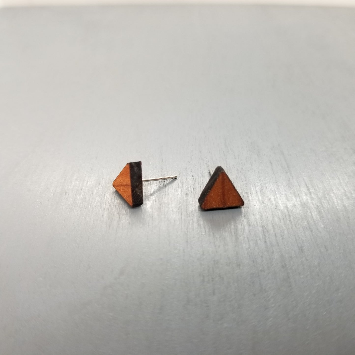 Triangle Wood Earrings - Wood Stud Earrings